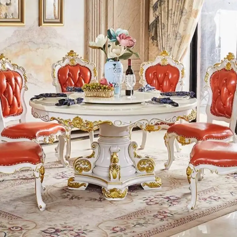Wooden Gold Dining Table White Design Vintage Luxury Kitchen Dining Table Living Room Marble Nordic Muebles Para Hogar Furniture