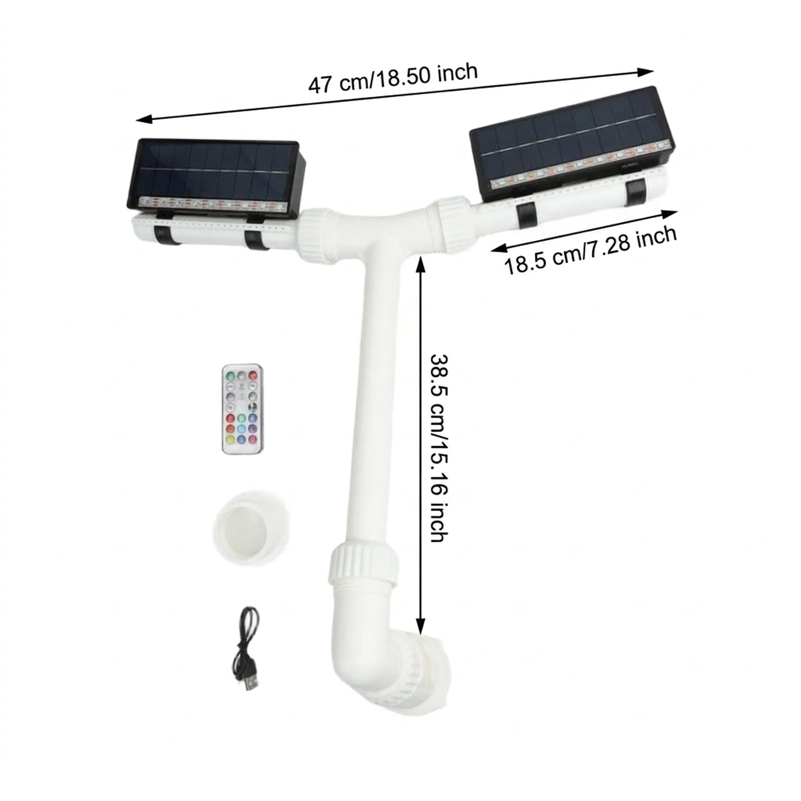 Rgb Light Fountain Solar Pool Fountain Dual Spray Nozzles 18 Led Lights 11 Color Modes AS Shown For Night Time Display