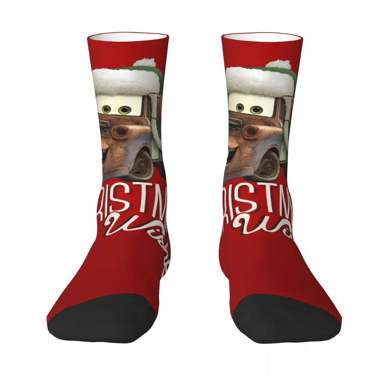 Men's Socks Casual Cars Tow Mater Christmas Wishes Portrait Sock Lightning McQueen Women's Socks Spring Summer Autumn Winter