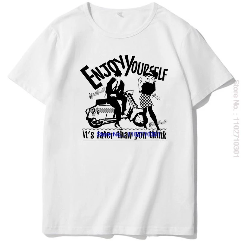 2 Tone 'Enjoy Yourself' Ska Music Harajuku Graphic Tee Cotton Short Sleeve T-Shirt Fashion Top for Casual Wear