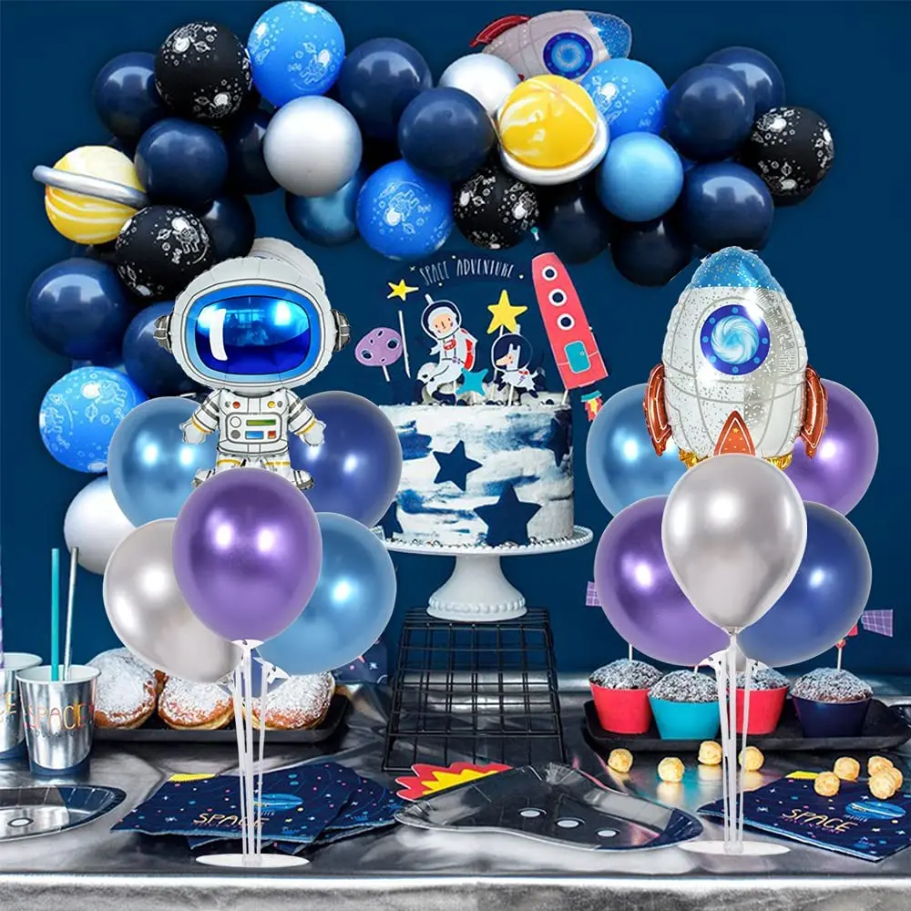 Outer Space Birthday Party Decoration Space Theme Party Supplies With UFO Rocket Balloons For Boys Astronaut Birthday Party