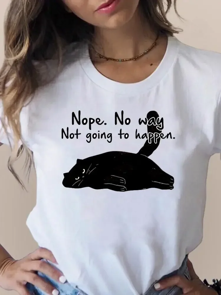 

Print T Fashion Women's Clothing Short Sleeve Clothes Cat Funny Pet Animal Cute Summer Ladies Female T-shirts Graphic Tee