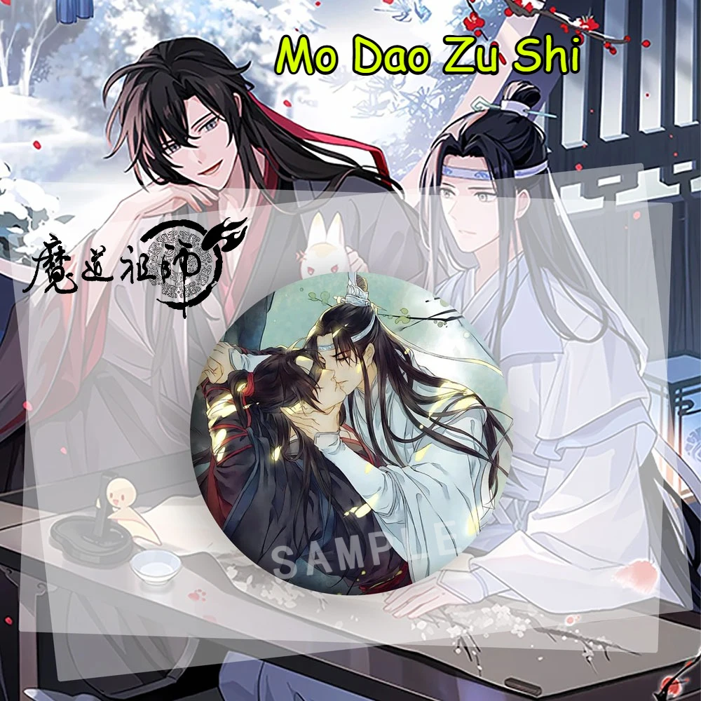 1/5 szt. Mo Dao Zu Shi 58MM Anime Merch Odznaka Wei Wuxian Lan Wangji Dekoracje do Plecaka Ubrań Zawieszki Prezent Urodzinowy dla Fana