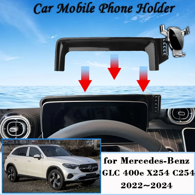 

Mobile Phone Holder for Mercedes-Benz GLC 400e X254 C254 2022~2024 Air Vent Clip Tray Cell Stand Support Gravity Car Accessories