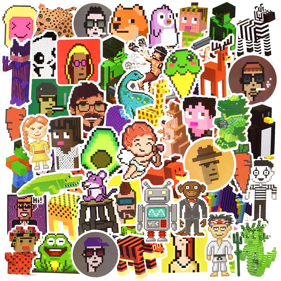 Graffiti Pixel Stickers NFT Game Funny Sticker for Kid Laptop Skateboard Guitar Bike Helmet Luggage Waterproof Decal 10/30/50PCS