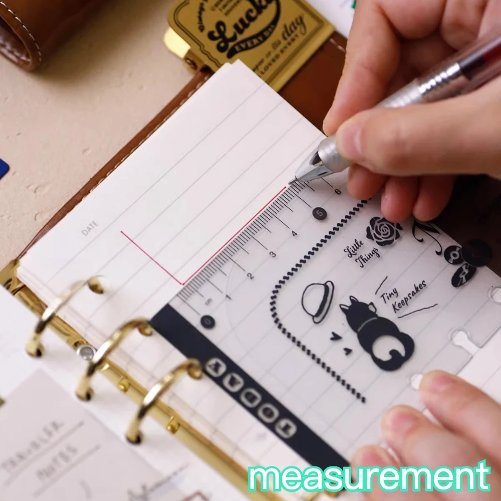 Fromthenon A5A6A7M5 Binder Frosted PVC Vintage Flexible Ruler Planner Index Divider Bookmark Multi-Function DIY Stationery