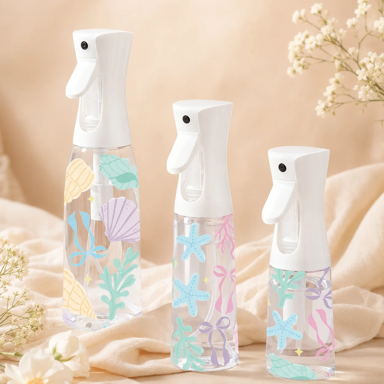 200/300/500ML Pastel Ocean Continuous Mist Spray Bottle Refillable Fine Mist Plant Water Sprayer for Garden Home Plants