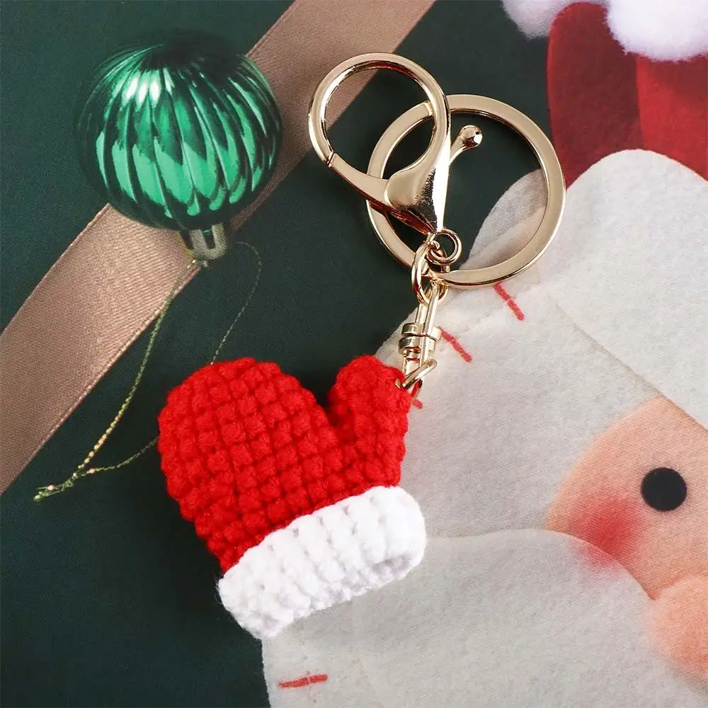 Glove Christmas Hat Children Gift Xmas Christmas Key Chain Handmade Crochet Pendant Korean Style Key Ring Women Key Buckle