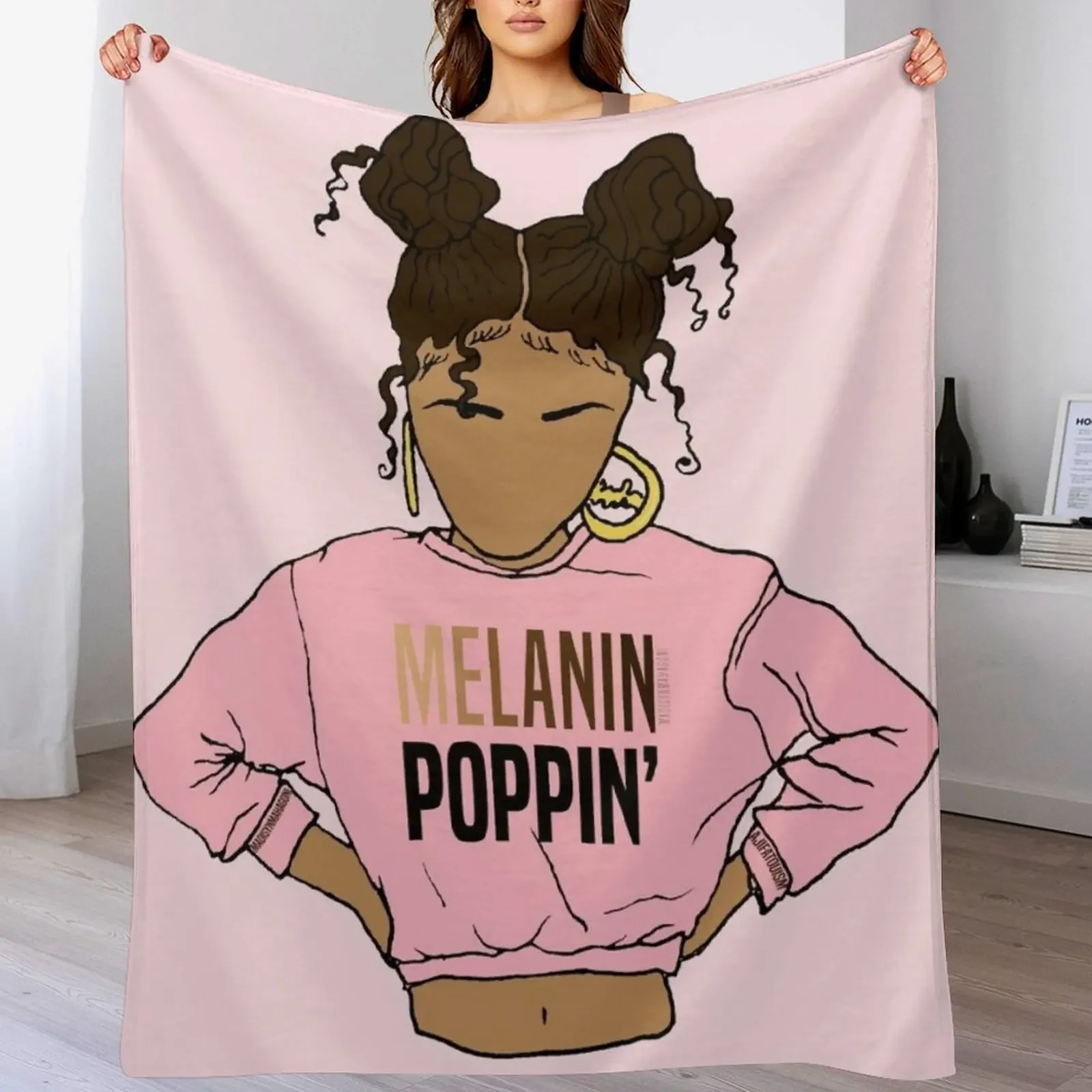 2BUNZ (MELANIN POPPIN') ABA Throw Blanket warm winter Luxury Designer Designers Single Blankets