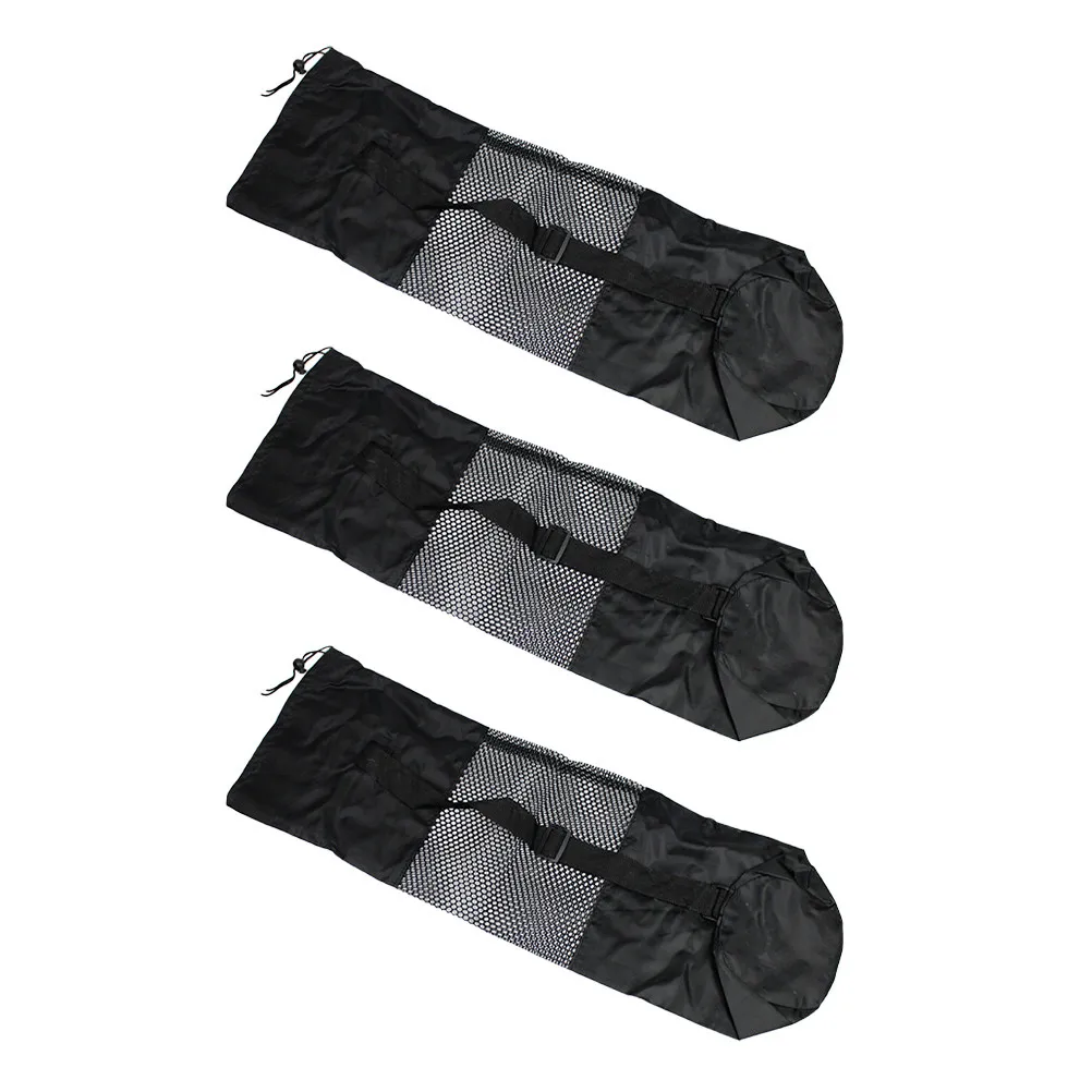 3Pcs Yoga Mat Storage Pouch Set Modern Mesh Design with Carry Strap Tightening Drawstring for Yoga Mat Cushion Fitness Gear