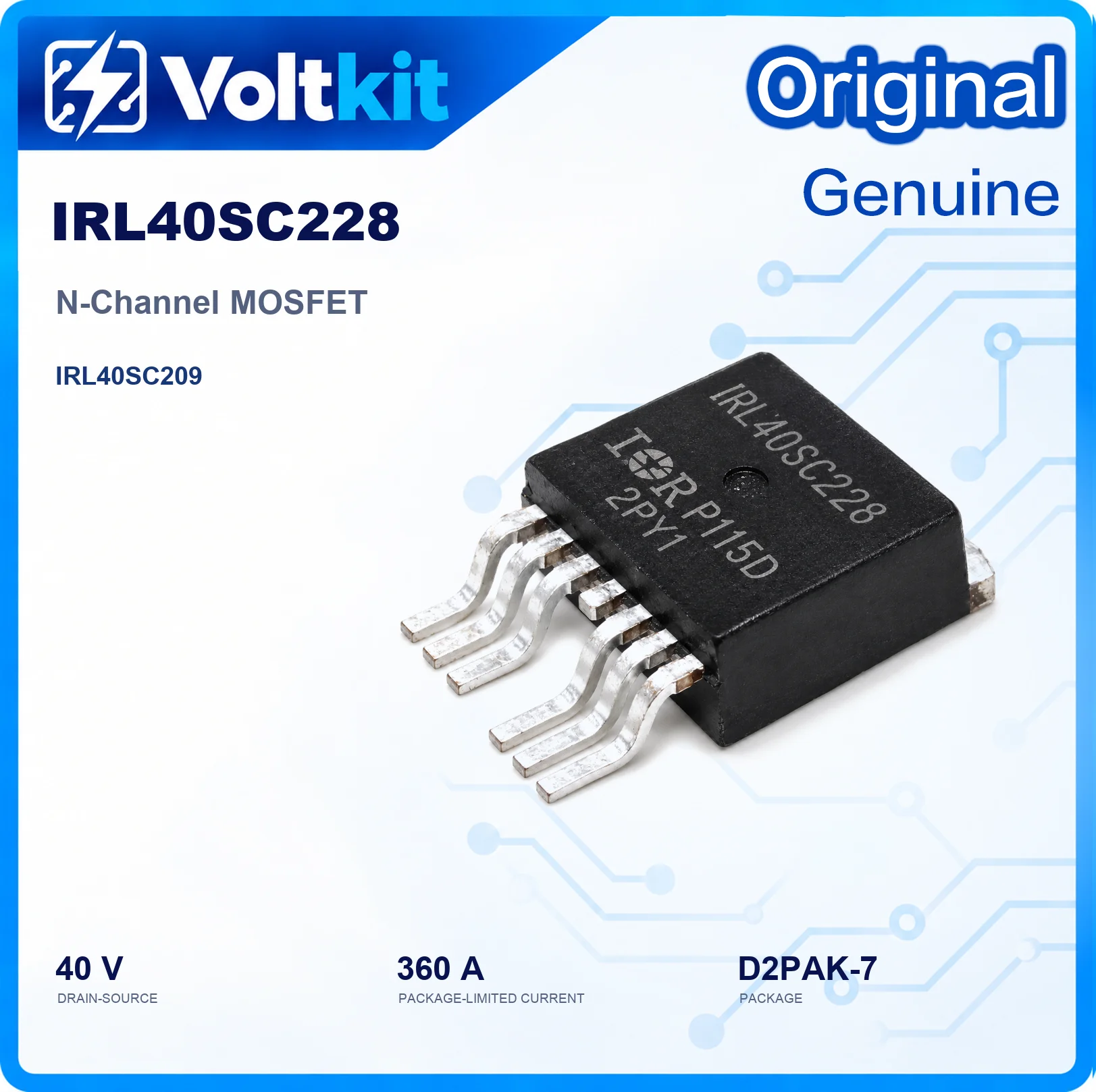 5PCS IRL40SC228 L40SC228 TO-263-7 D2PAK-7 40V 557A N-Channel Logic Level Power MOSFET