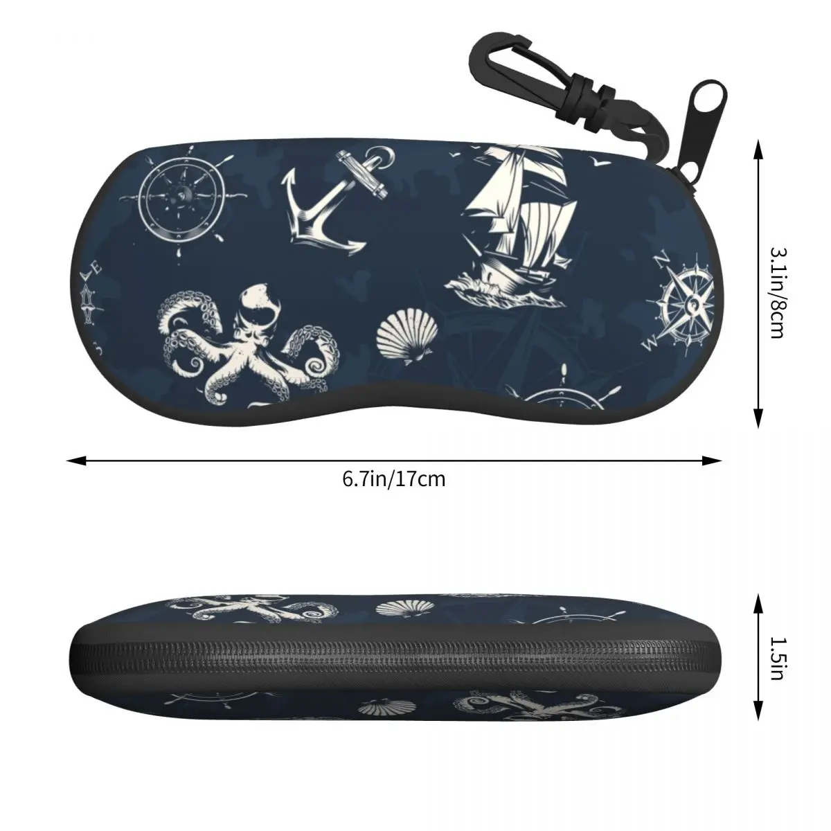 Custom Vintage Nautical Symbol Shell Glasses Case Unisex Cool Sailor Anchor Compass Eyeglasses Case Sunglasses Protector Box