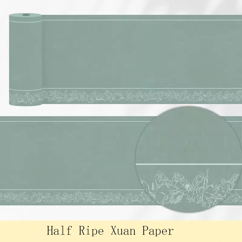 Thickened Calligraphy Rice Paper Retro Calligraphy Works Half Ripe Rice Paper Long Scroll Brush Writing Practice Xuan Paper
