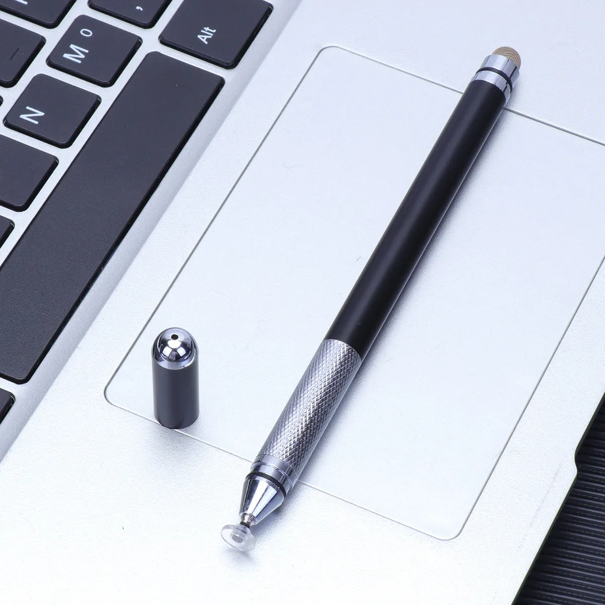 Double Capacitive Stylus Pen Aluminum Alloy Metal Touch Screen Disc Stylus for Phones Tablets Drawing Note Taking Black