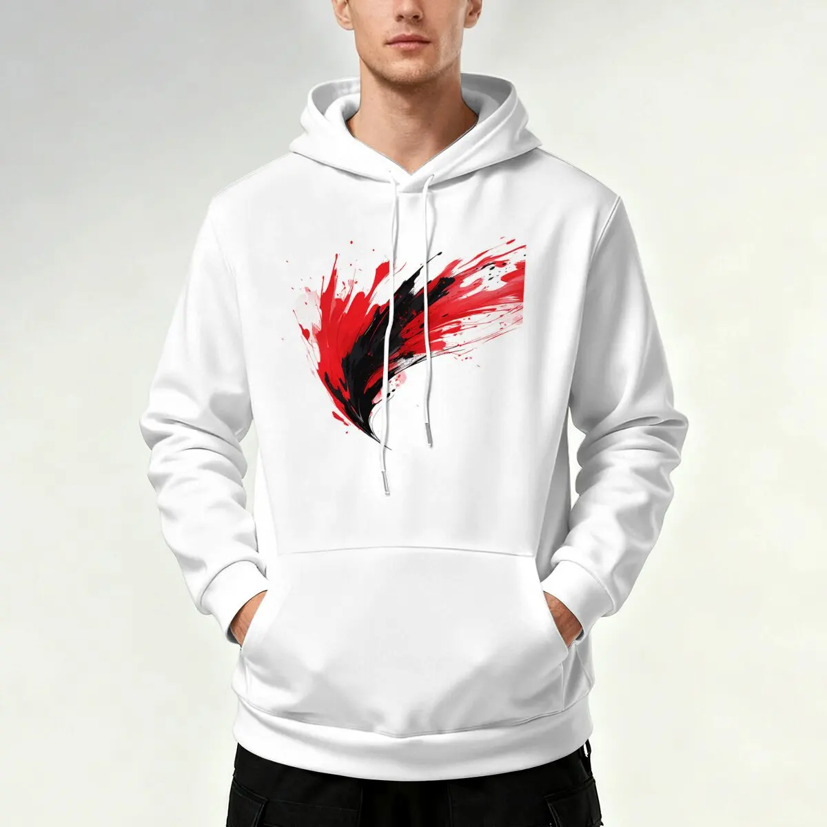 

Мужская толстовка с капюшоном на шнурке для осени и зимы – дизайн с цветными блоками и граффити, современный и уникальный стиль, ретро и художественный шарм