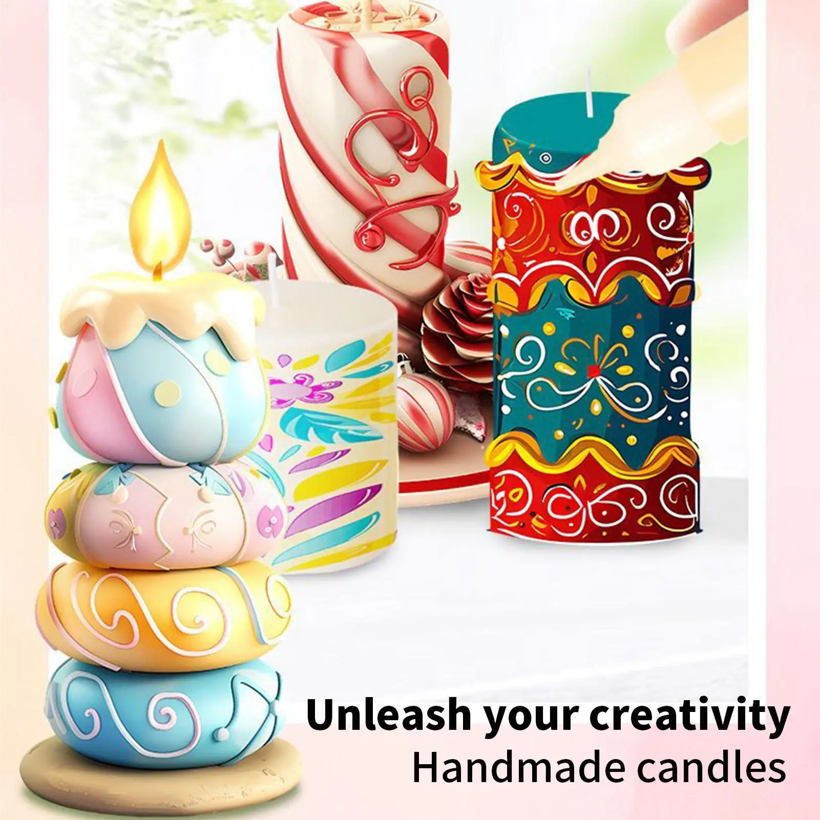 24 Color 10ml Non Baked 3D Candle Pen Children's Handmade DIY Candle Painting for Glass Vases Jackets Clothes Pants