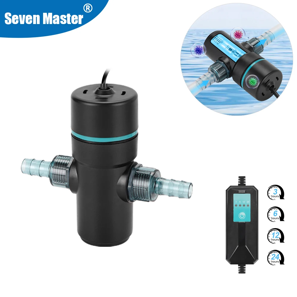 Lampe UV 3W/5W à minuterie pour l'élimination des algues dans l'aquarium, filtration de l'eau du réservoir de poissons, accessoires de pompe à eau 220V