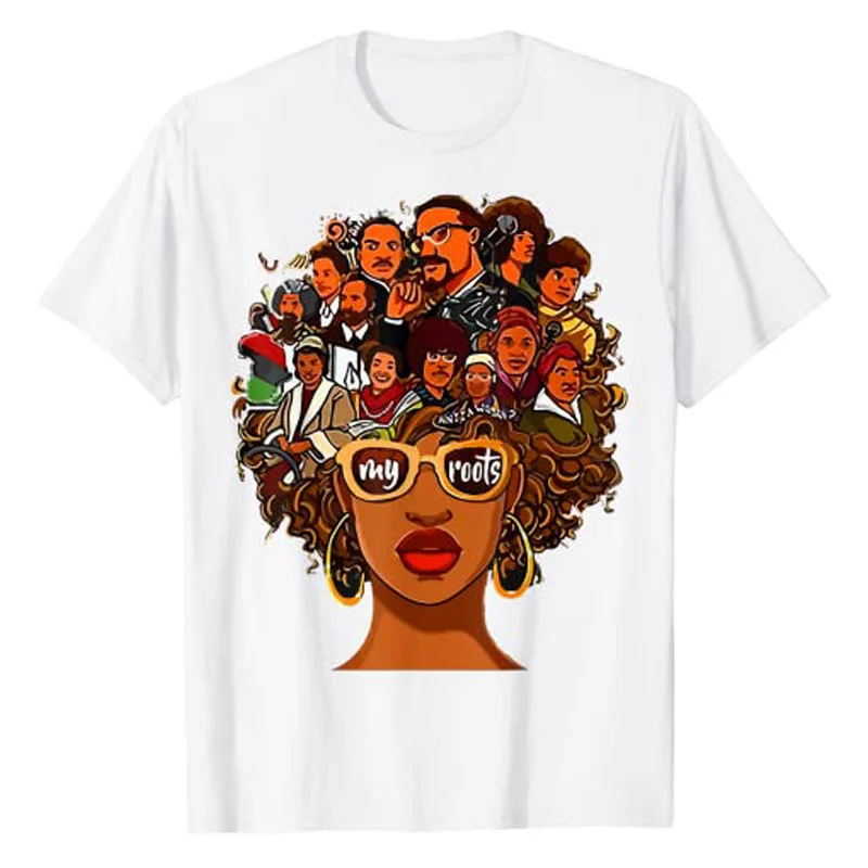 I Love My Roots Black Powerful History Month Pride DNA Gift T-Shirt Graphic Tee Tops Women's Fashion Outfit Short Sleeve Blouses