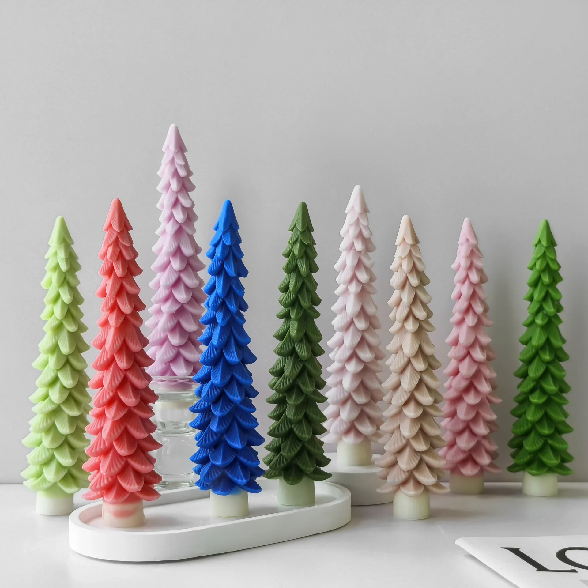 Christmas tree silicone candle mold handmade aromatherapy fir tree plaster resin mold long candle tree candle making material