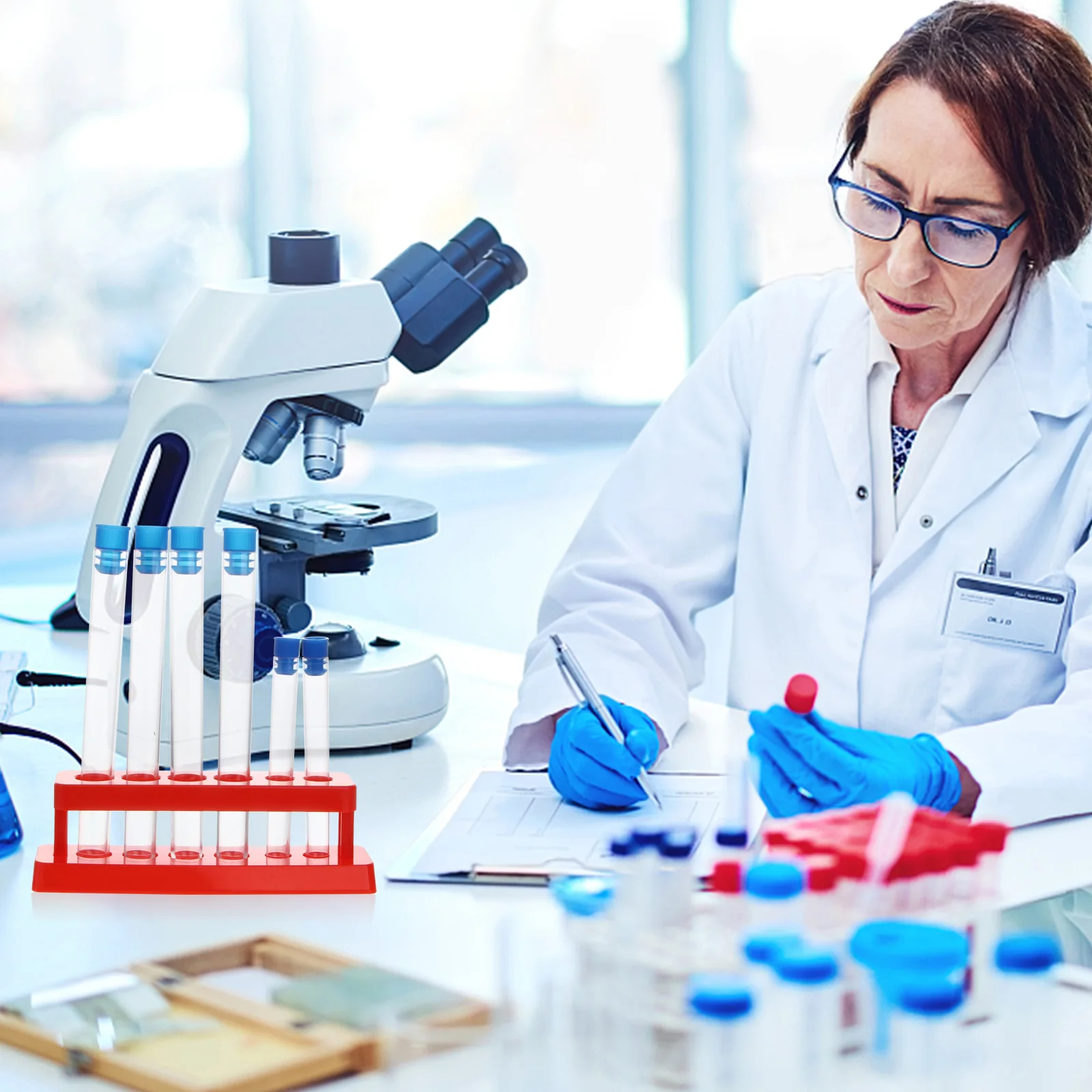 

1 set Test Tube Rack Dropper Set Clear Plastic Tubes 16x150mm with Caps Portable Craft Project Storage Sample