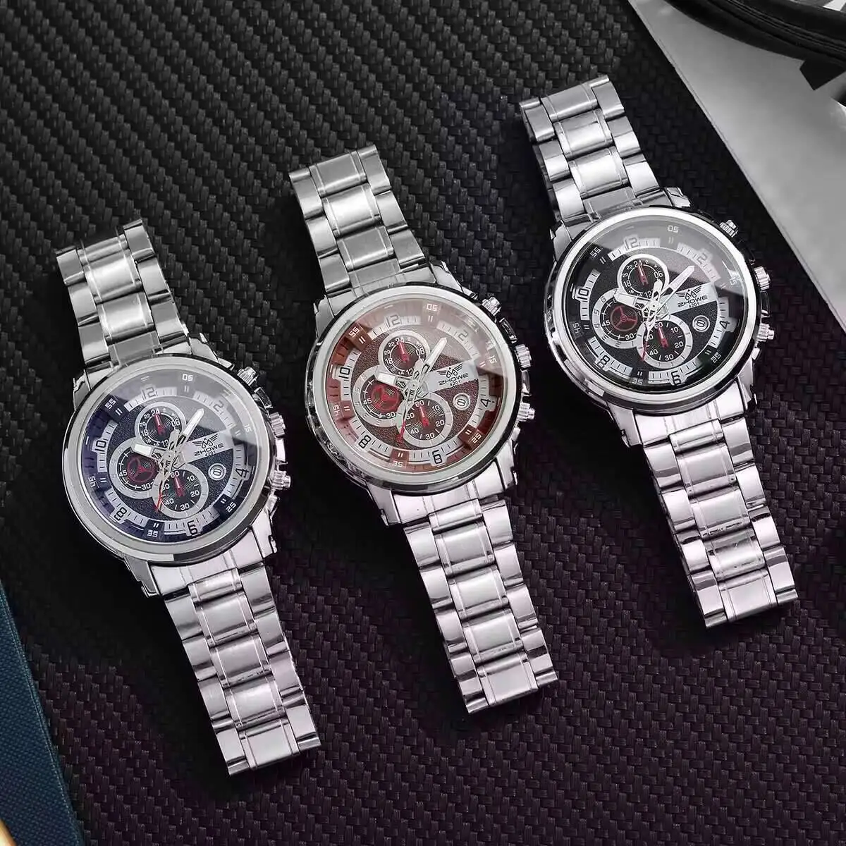 高級メンズ カレンダー クォーツ時計 ステンレススチール バンド メンズ ビジネス腕時計 リロイ Hombre（箱なし）