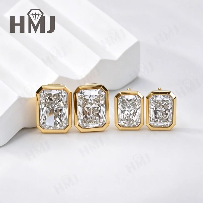 4ct Labor-Diamant-Ohrringe DEF VS Radiant-Schliff Ohrstecker 10K/14K Gold Klassisches Jubiläumsgeschenk Charms Schmuck für Damen – Detail 1