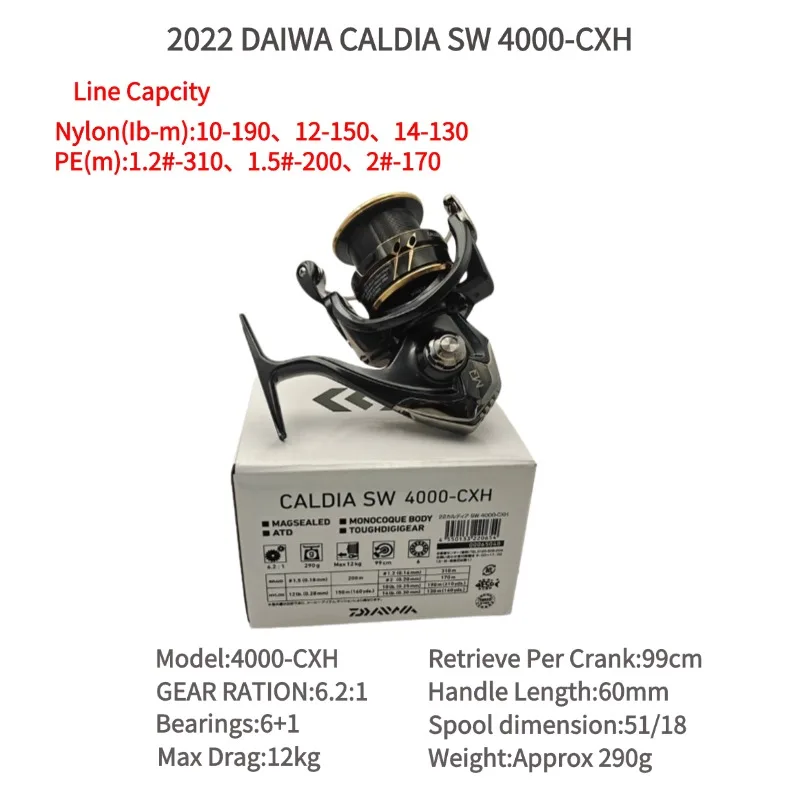 2022 DAIWA CALDIA SW Spinning Fishing Reels 4000-CXH 4000D-CXH