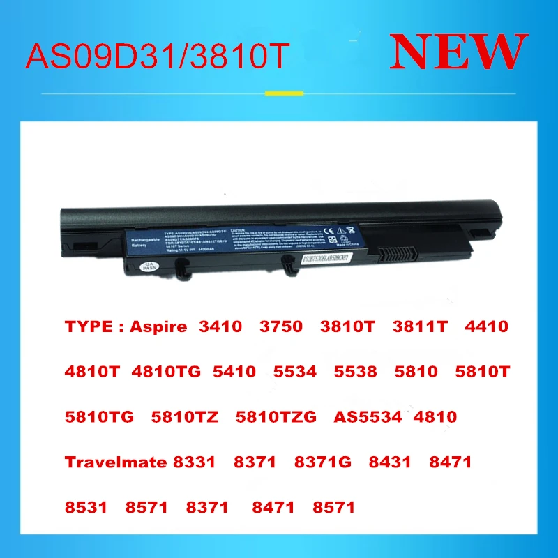 New 3810T AS09D34 AS09D31 Laptop Battery for Acer Aspire 5810T 5810TG 5810TZ 3810T 3810TZ 4810T 4810TG 4810TZ