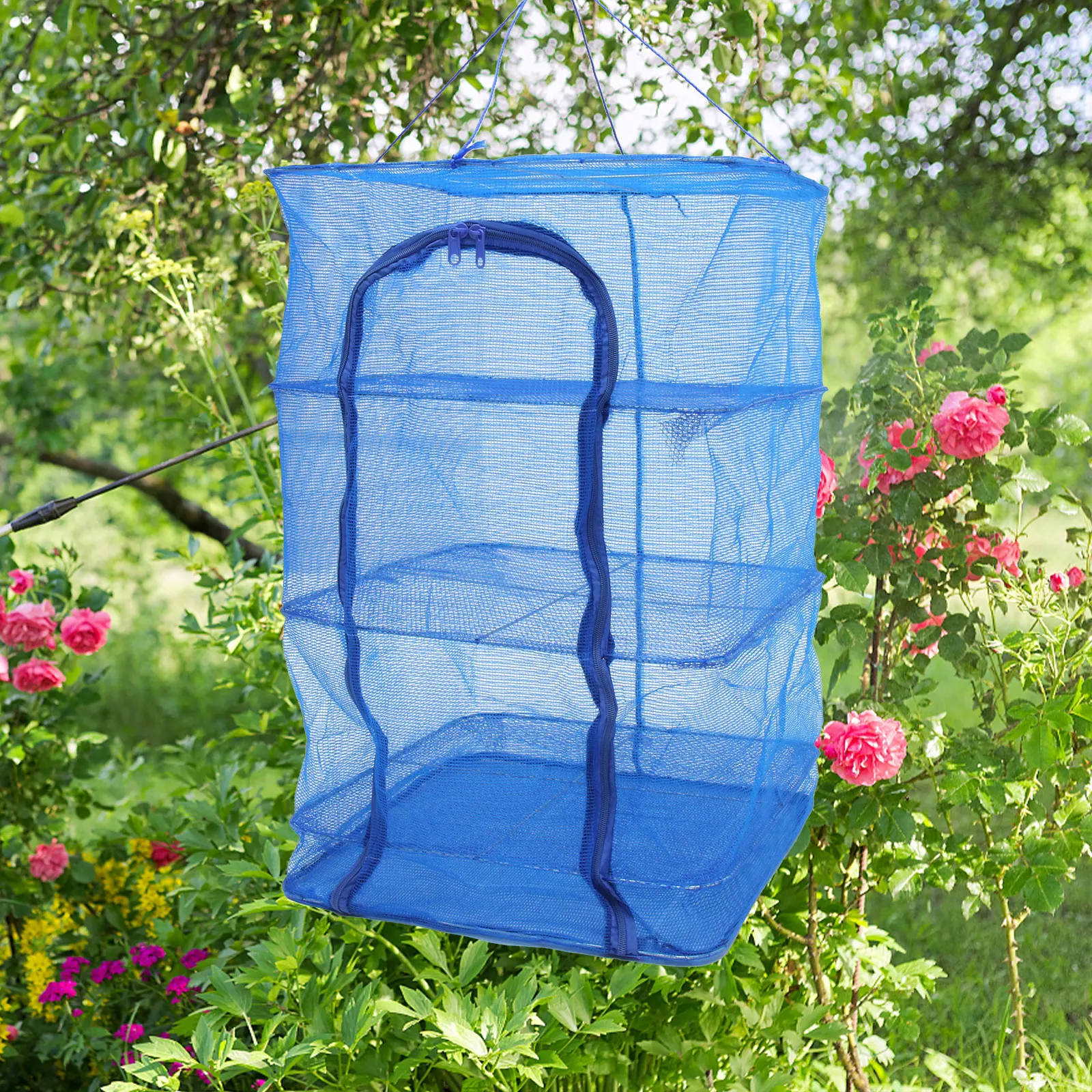 

Folding Drying Rack Mesh Nylon Net Breathable Open Design Quick Dry Fish Vegetables Hanging Cage Sturdy Lightweight Indoor