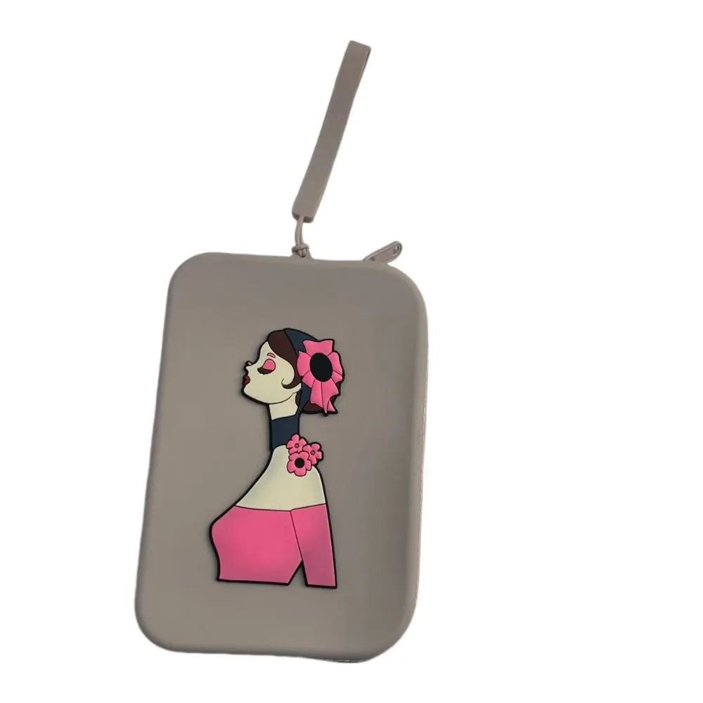 

Cartoon Silicone Storage Bag Square Waterproof Makeup Pouch With Zipper Large Capacity Lipstick Cosmetic Bag Women