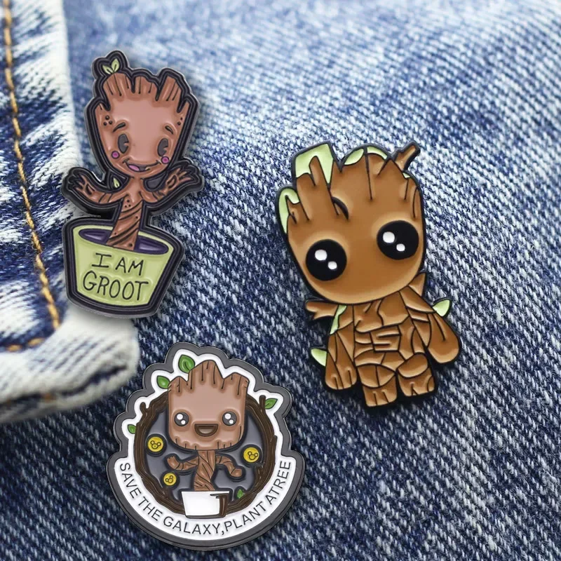 Disney Anime Groot Batman Spiderman Peripheral Pin Character Enamel Pins Women Brooch Kids Gift Collection Friends