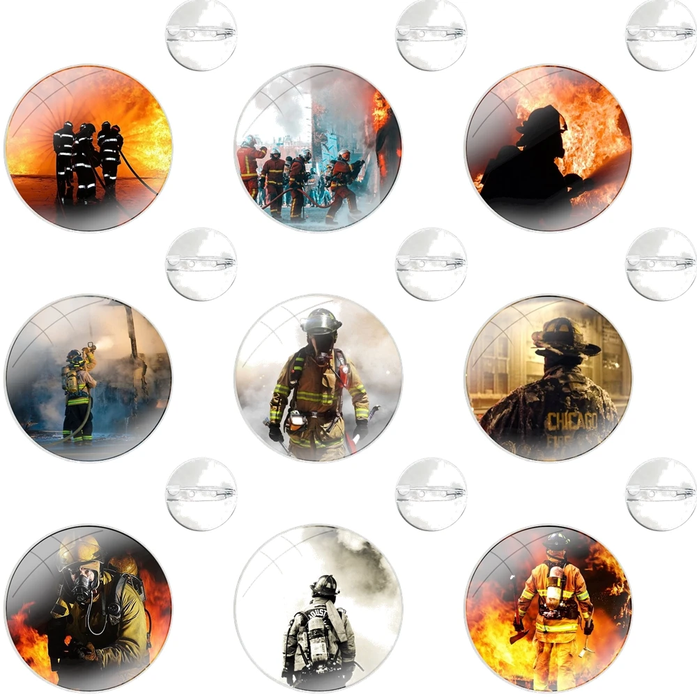 Firefighter Heroes Fireman Pin Icons Brooch Jewelry Accessories Design