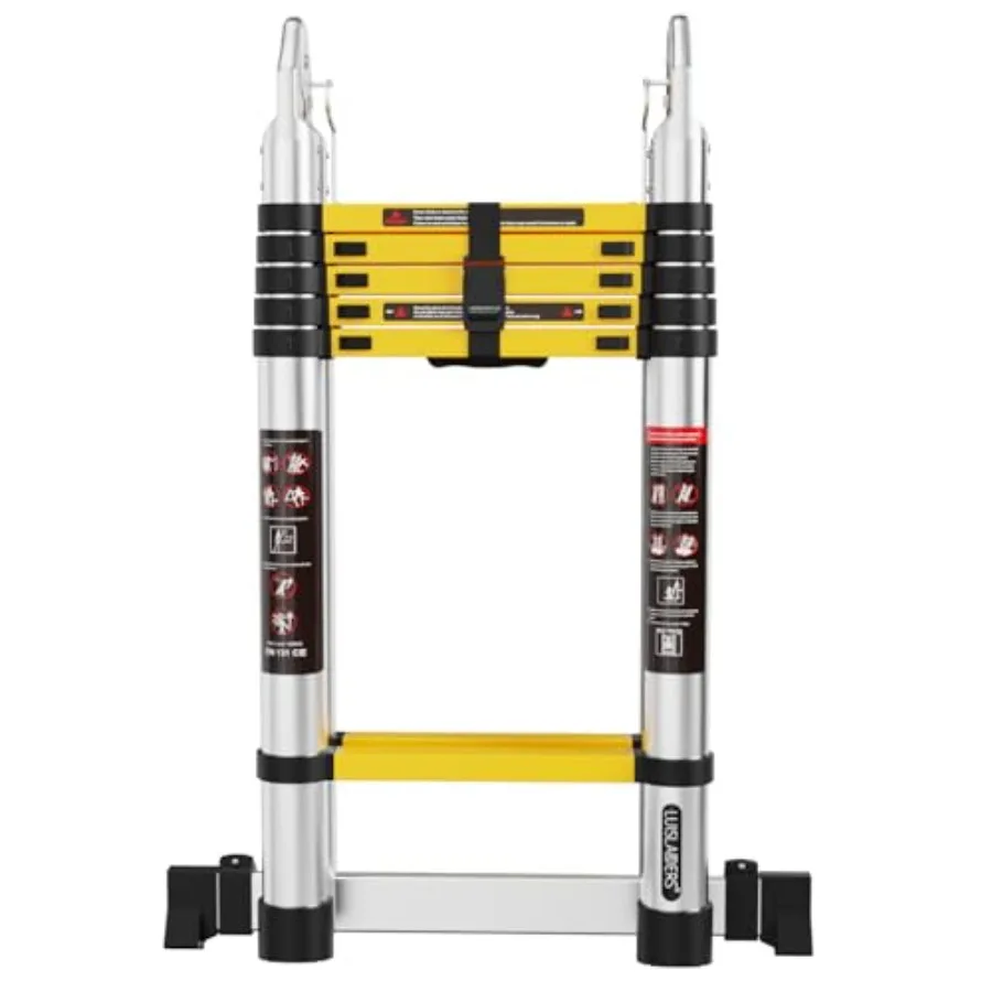 Telescoping A Frame Ladder 16.5ft Aluminum Extension Folding Telescopic Ladder Lightweight 330lbs Max Capacity Multi Purpose fo