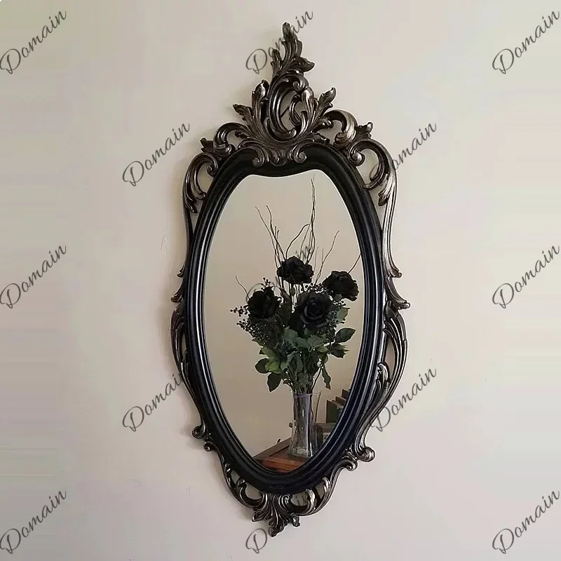 Nn Vintage American French Style Carved Decorative Vanity Mirror for Bathroom Wall Art Home Decor
