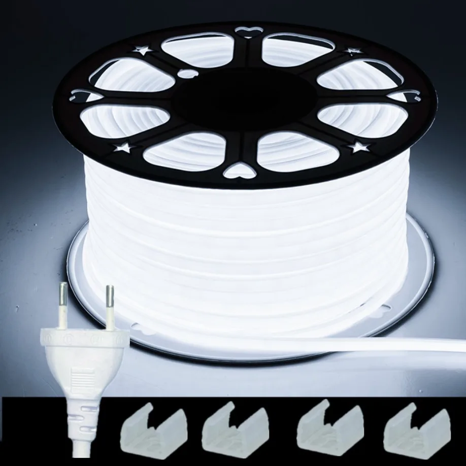 cob led strip light flexivel fita para quarto cozinha branco quente plugue ue ra90 3000k 4500k 6500k 220v 288leds m ip65 01