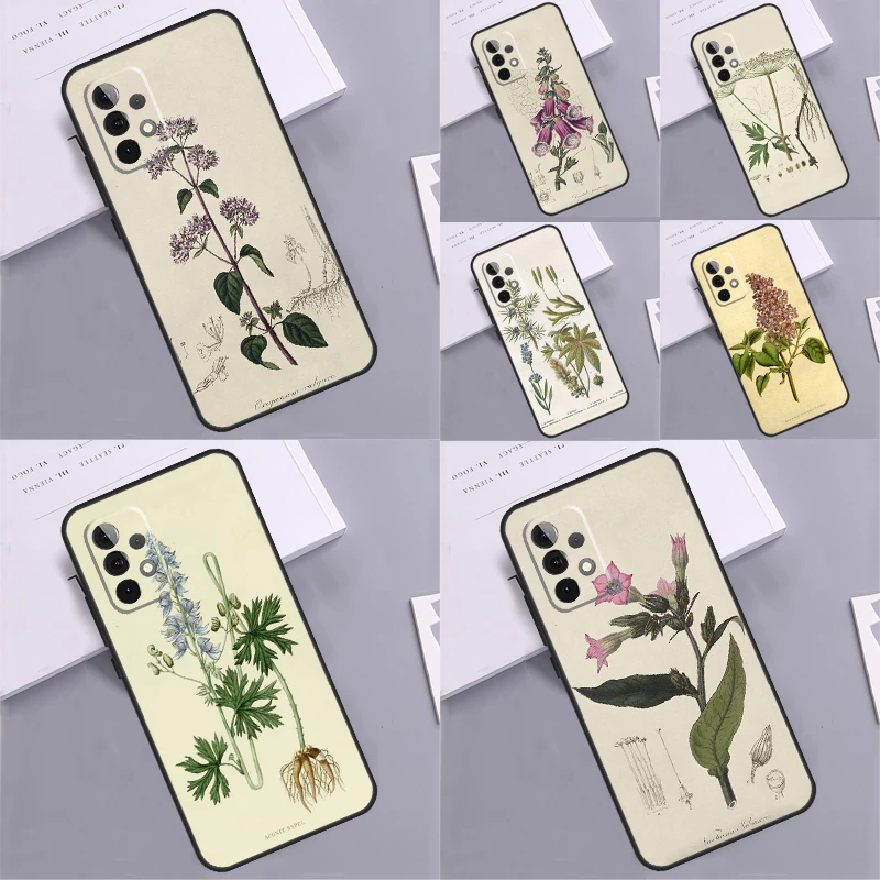 Botanical Drawings Flowers Plants For Samsung Galaxy A15 A55 A35 A53 A33 A13 A36 A56 A26 A16 A22 A32 A52 A54 A34 A05 A06 Case