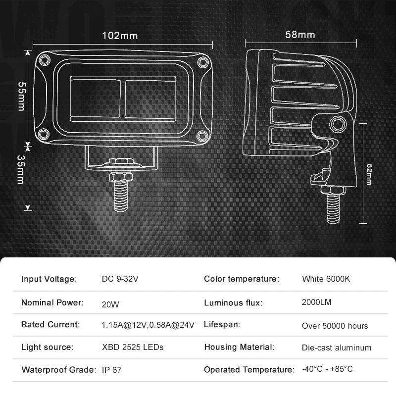 4 بوصة 20 واط 8D LED ضوء العمل بار DRL الأبيض الأحمر هالة عيون الملاك القيادة العلوي الضباب مصباح لسيارة 4X4 بيك اب SUV ATV UTB 12 فولت 24 فولت #4