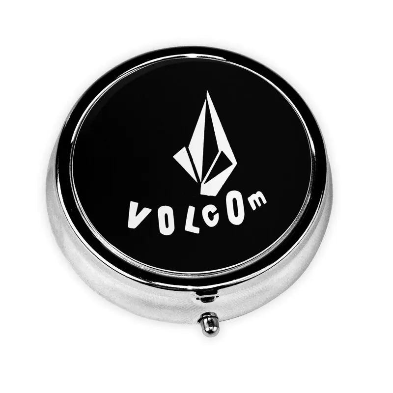 

Volcoms Logo Pill Box 3 Compartment Small Pill Case Portable for Pocket or Purse Pill Container Holder To Hold Vitamins Fish Oil