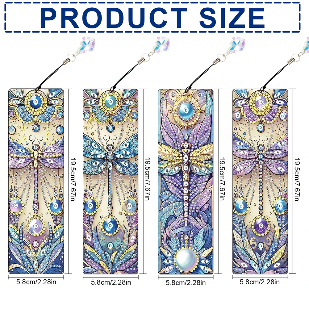 4 قطعة شكل خاص اليعسوب 5D DIY الماس اللوحة المرجعية لمحبي الكتاب #6