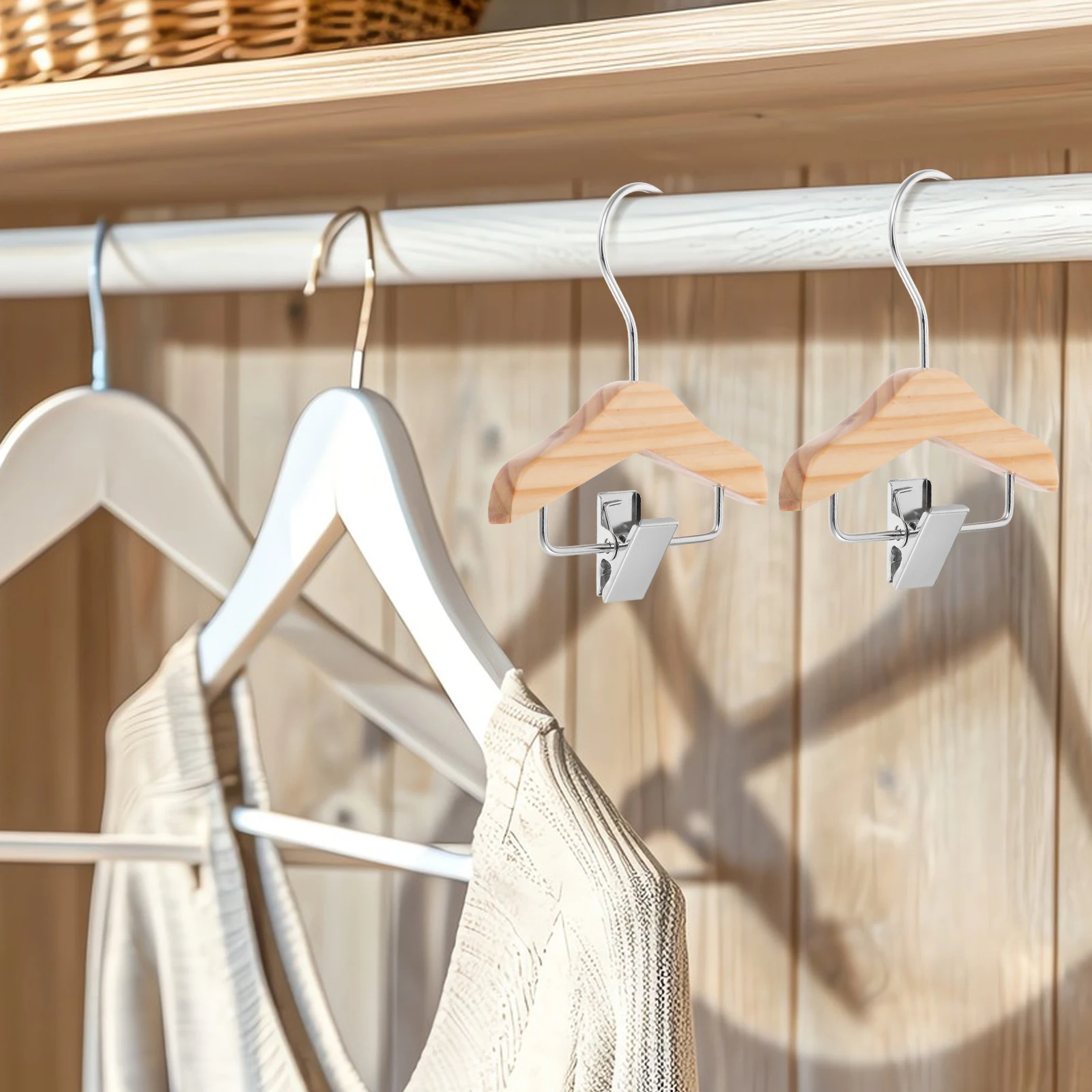 

5pcs Children Hangers Newborn Nursery Kids Outfit Baby Coat Clothes Closet Pants Wooden Mini Space Saving Versatile Use