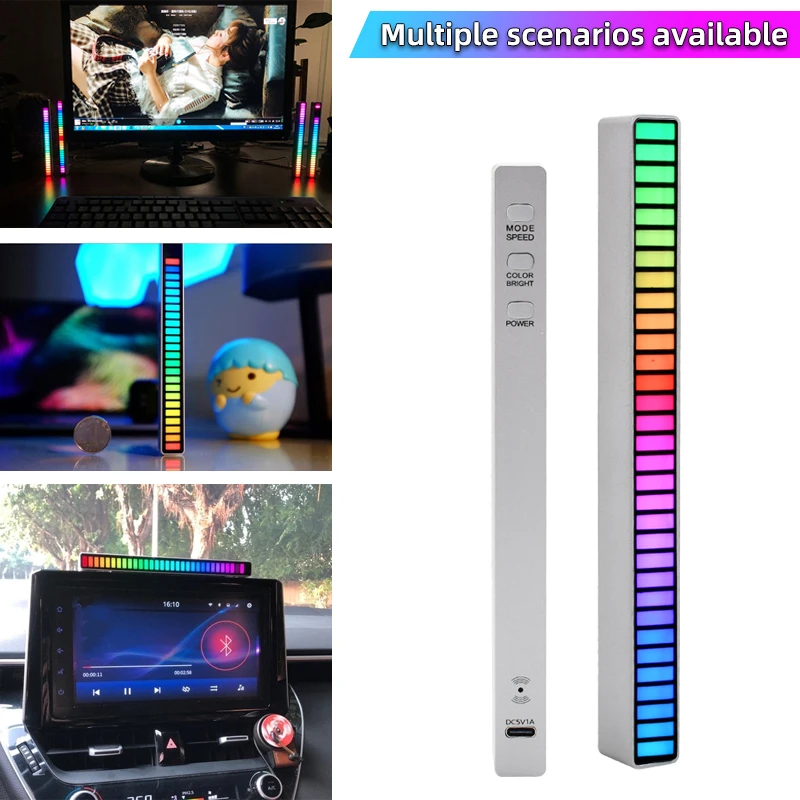 LED Strip Light RGB Sound Control App Control Pickup Voiceactivated Rhythm Lights Color Ambient Car Party Bar Lamps of Music