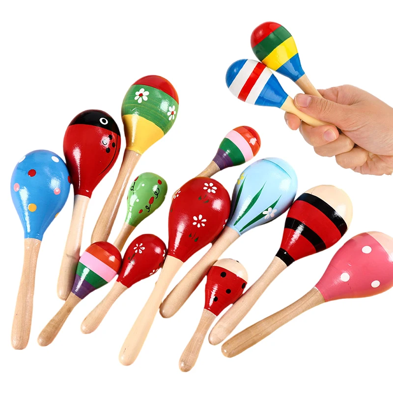 1/2pcs Colorful Wooden Maracas School Supplies Music Teaching Tools Student Classroom Rewards Party Favors Birthday Gifts TMZ
