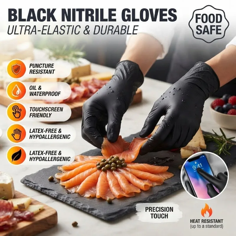 Disposable Nitrile Gloves Food Grade High Elastic Oil Resistant Wear Resistant for Restaurant Kitchen Beauty Salon Use