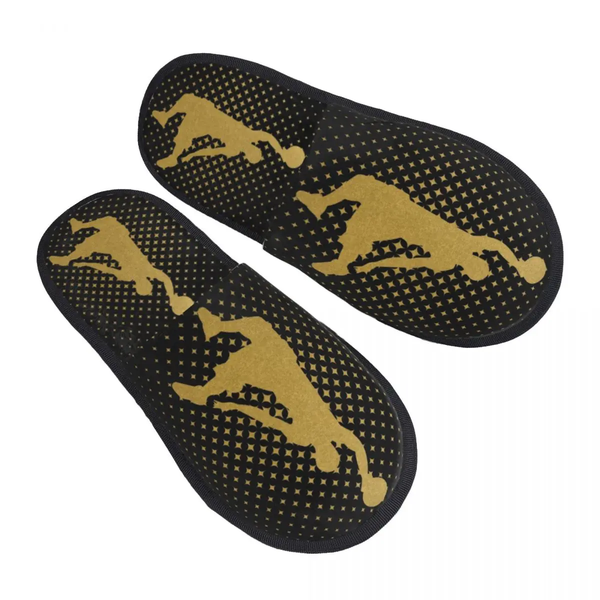 Custom Golden Basketball Player Memory Foam Slippers Women Comfy Warm Sports Lover House Slippers