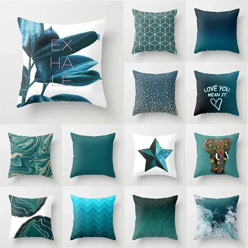 Dark blue pillowcase style cushion cover home decoration waist pillow sofa car funda de almohada