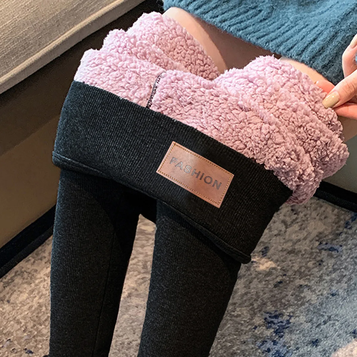 Women's High Waist Fleece Leggings Seamless Thermal Winter Warm Tights Solid Stretchy Casual Streetwear Joggers