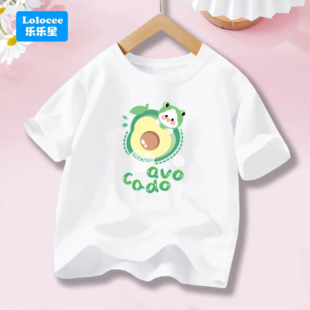 

Милые футболки с короткими рукавами и рисунком авокадо, детская модная повседневная одежда, летние футболки для девочек, одежда NYG1