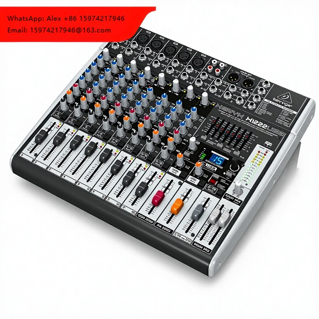 Mezclador Behringer XENYX X1222USB Premium de 16 Entradas y 2/2 Buses, Preamplificadores de Micrófono, Compresores, Ecualizador Británico, Procesador Multi-FX de 24 Bits, USB/Audio