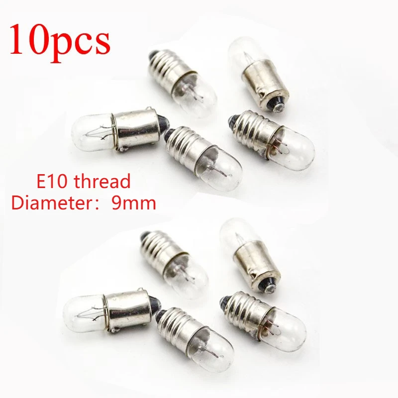 

10pcs 6.3V 12V 24V 30V 36V 2W 3W 5W 0.15A Screw Instrument Signal Indicating Small Bulb Button E10 Switch Light Lamp 10pcs