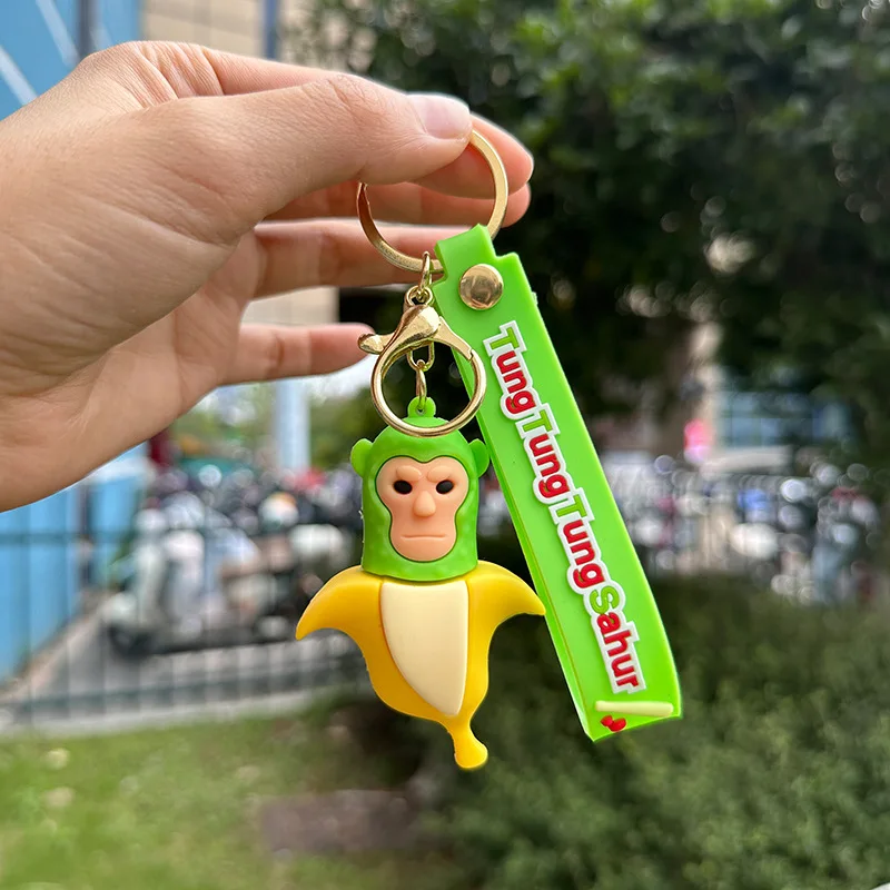 Italian Brainrot Keychain Tung Tung Tung Sahur Keyring Fashion Creative PVC Pendants Telala Funny Shark Keychains Party Gifts